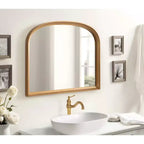 Kate & Laurel All Things Decor 34"X28" Hatherleigh Basket Arch Wall Mirror Gold