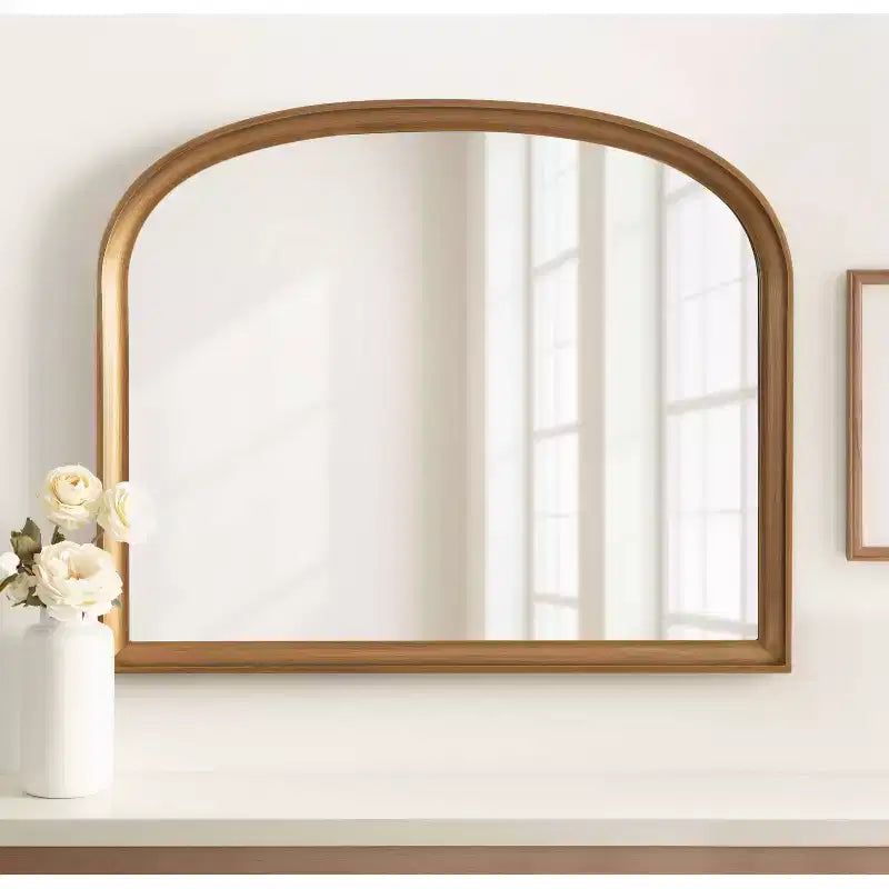 Kate & Laurel All Things Decor 34"X28" Hatherleigh Basket Arch Wall Mirror Gold