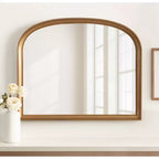 Kate & Laurel All Things Decor 34"X28" Hatherleigh Basket Arch Wall Mirror Gold