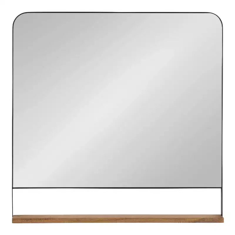 32"x32" Chadwin Square Wall Mirror with Shelf Natural - Kate & Laurel All Things Decor