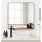 32"x32" Chadwin Square Wall Mirror with Shelf Natural - Kate & Laurel All Things Decor