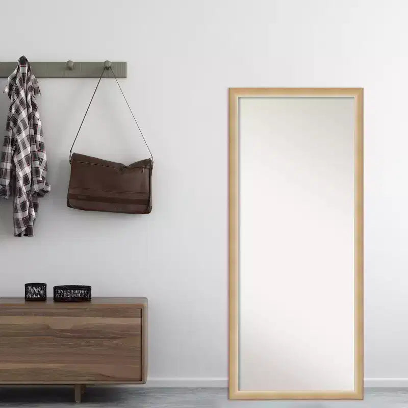 27" x 63" Eva Ambre Framed Full Length Floor/Leaner Mirror Gold - Amanti Art: Modern Polystyrene Rectangle Design