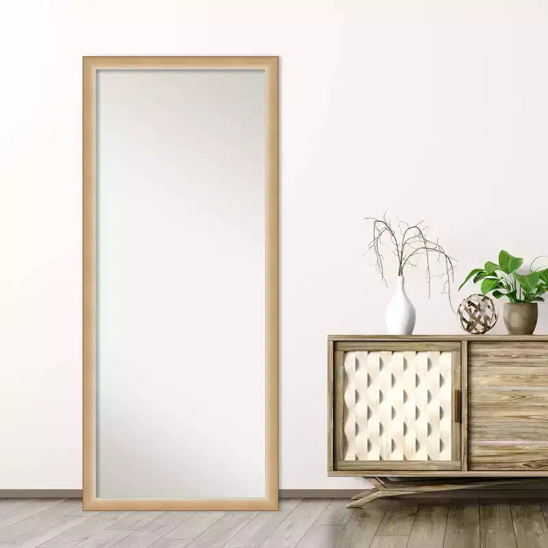27" x 63" Eva Ambre Framed Full Length Floor/Leaner Mirror Gold - Amanti Art: Modern Polystyrene Rectangle Design