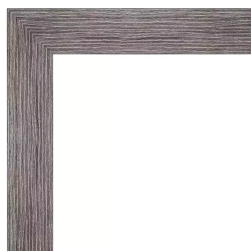 Amanti Art 32" x 26" Specchio da parete non smussato, a doghe sottili, grigio, per bagno: Rettangolare moderno, cornice in polistirene, montaggio a parete