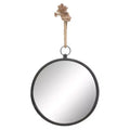 Large Round Metal Wall Mirror with Rope Hanging Loop - Stonebriar Collection: Modern Decor, No Assembly Required