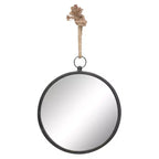 Large Round Metal Wall Mirror with Rope Hanging Loop - Stonebriar Collection: Modern Decor, No Assembly Required