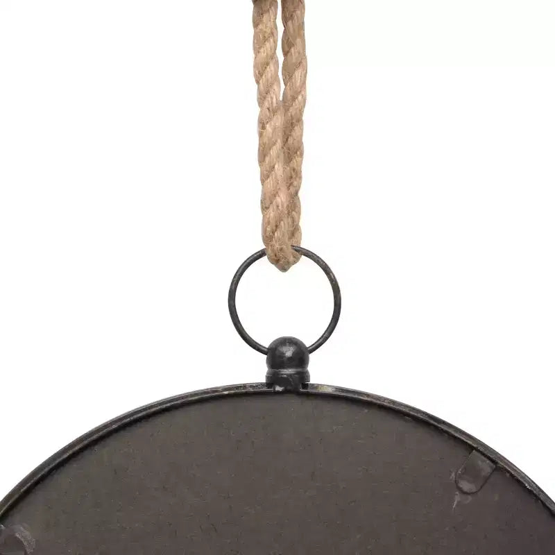 Grande Specchio Rotondo da Parete in Metallo con Corda per Appendere - Collezione Stonebriar: Decorazione Moderna, Nessun Montaggio Richiesto