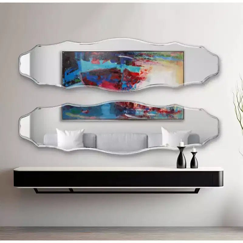 Howard Elliott Embry Vintage Ribbed Frame Oval Wall Mirror: 31" High, 21" Wide, Nickel Finish, Polyurethane Material, No Assembly Required