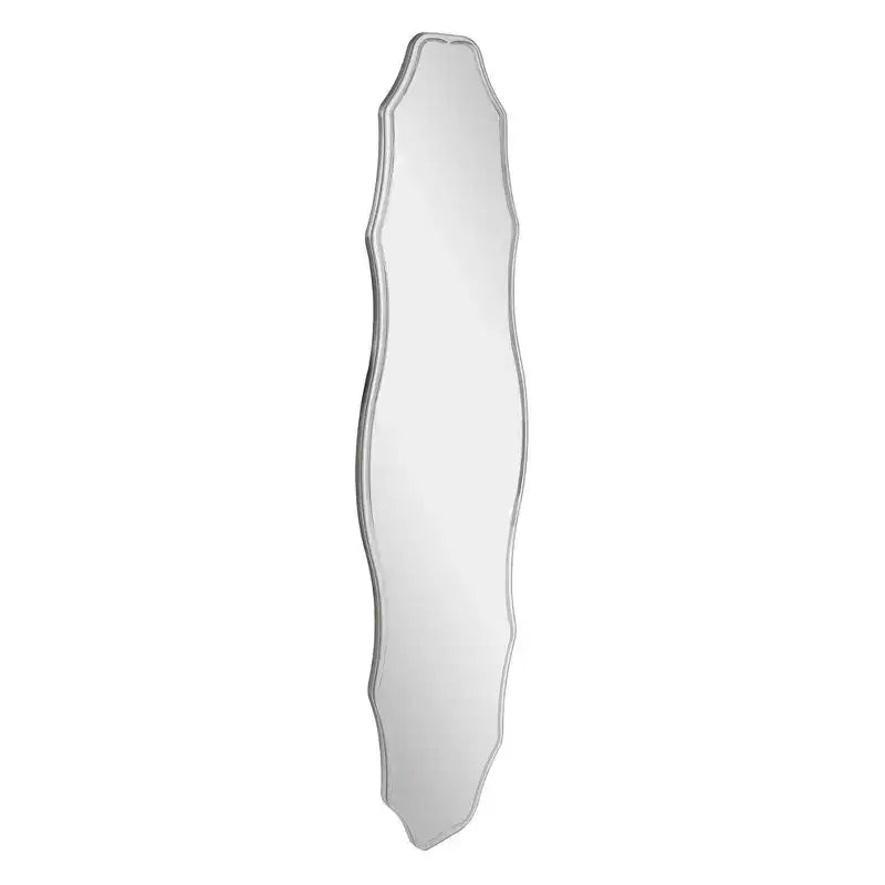 Howard Elliott Embry Vintage Ribbed Frame Oval Wall Mirror: 31" High, 21" Wide, Nickel Finish, Polyurethane Material, No Assembly Required