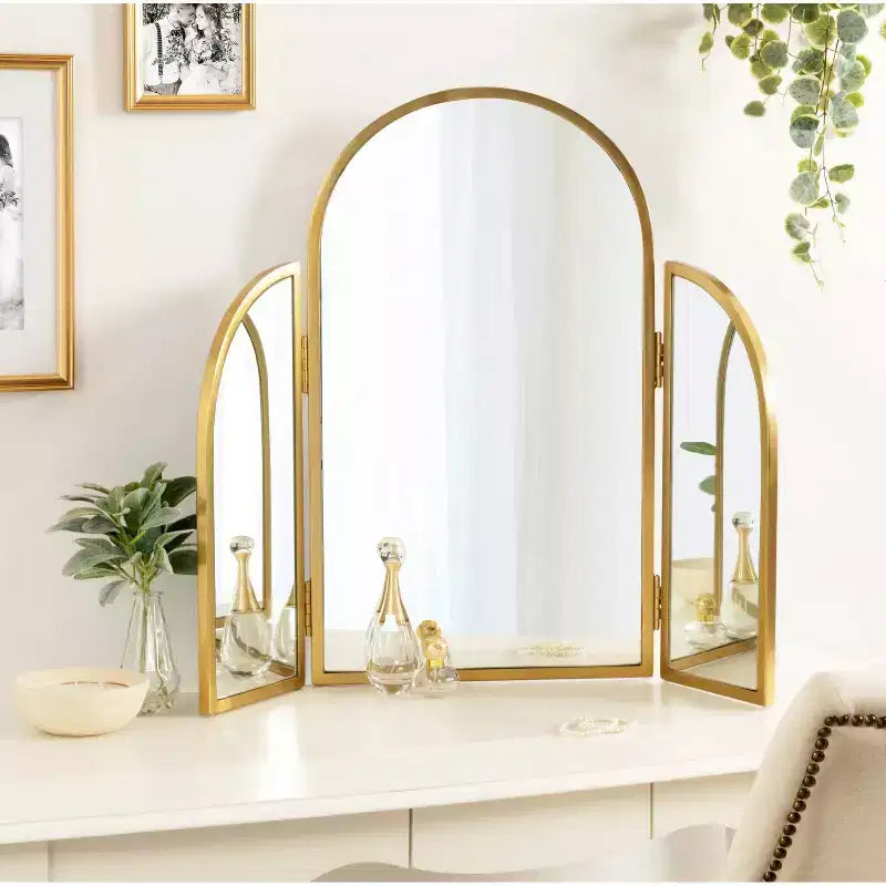 28"x28" Amoli Tripod Arch Mirror Gold - Kate & Laurel All Things Decor: Modern Style, Wall Mounted, No Assembly Required
