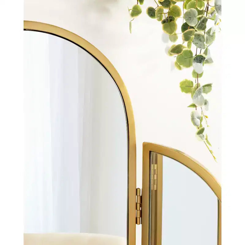 28"x28" Amoli Tripod Arch Mirror Gold - Kate & Laurel All Things Decor: Modern Style, Wall Mounted, No Assembly Required