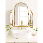 28"x28" Amoli Tripod Arch Mirror Gold - Kate & Laurel All Things Decor: Modern Style, Wall Mounted, No Assembly Required