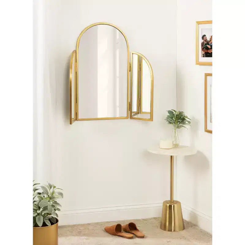 28"x28" Amoli Tripod Arch Mirror Gold - Kate & Laurel All Things Decor: Modern Style, Wall Mounted, No Assembly Required