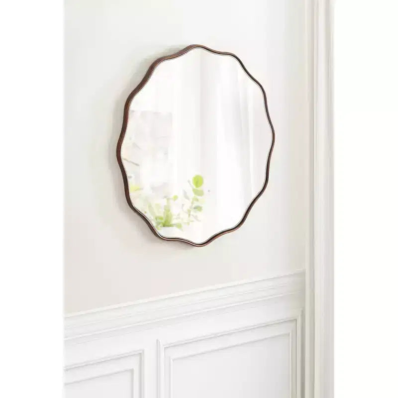 Kate & Laurel All Things Decor 26" Viona Round Scalloped Mirror Diameter Bronze