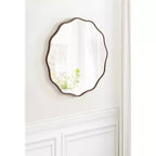 Kate & Laurel All Things Decor 26" Viona Round Scalloped Mirror Diameter Bronze