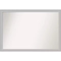 39" x 27" Non-Beveled Low Luster Wood Bathroom Wall Mirror Silver - Amanti Art: Modern Rectangle, Wall Mount, Includes Hardware