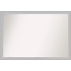 39" x 27" Non-Beveled Low Luster Wood Bathroom Wall Mirror Silver - Amanti Art: Modern Rectangle, Wall Mount, Includes Hardware
