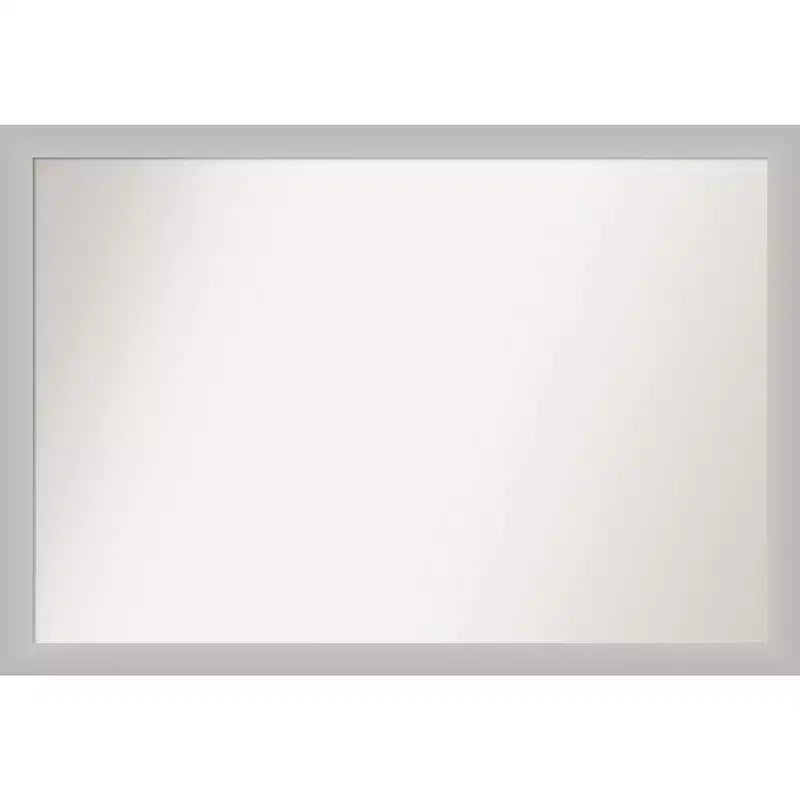 39" x 27" Non-Beveled Low Luster Wood Bathroom Wall Mirror Silver - Amanti Art: Modern Rectangle, Wall Mount, Includes Hardware