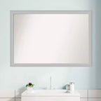 39" x 27" Non-Beveled Low Luster Wood Bathroom Wall Mirror Silver - Amanti Art: Modern Rectangle, Wall Mount, Includes Hardware