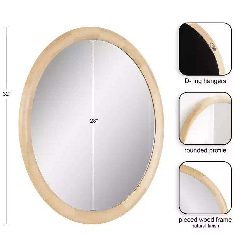 Kate & Laurel All Things Decor Specchio da Parete Rotondo Dessa 32"x32" Naturale