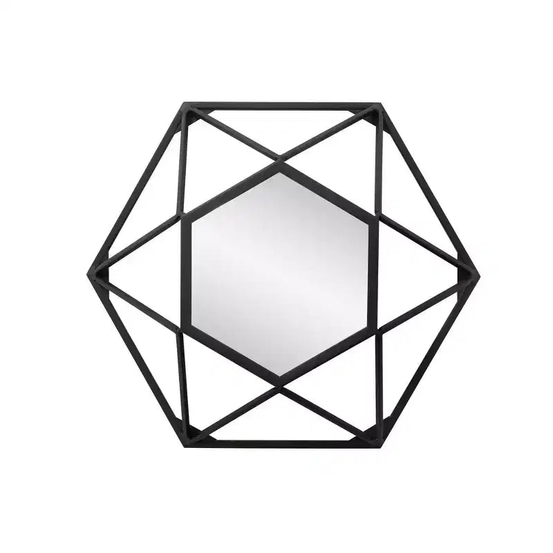 Howard Elliott Specchio da parete geometrico 3D con cornice in metallo 16"x16" Nero opaco
