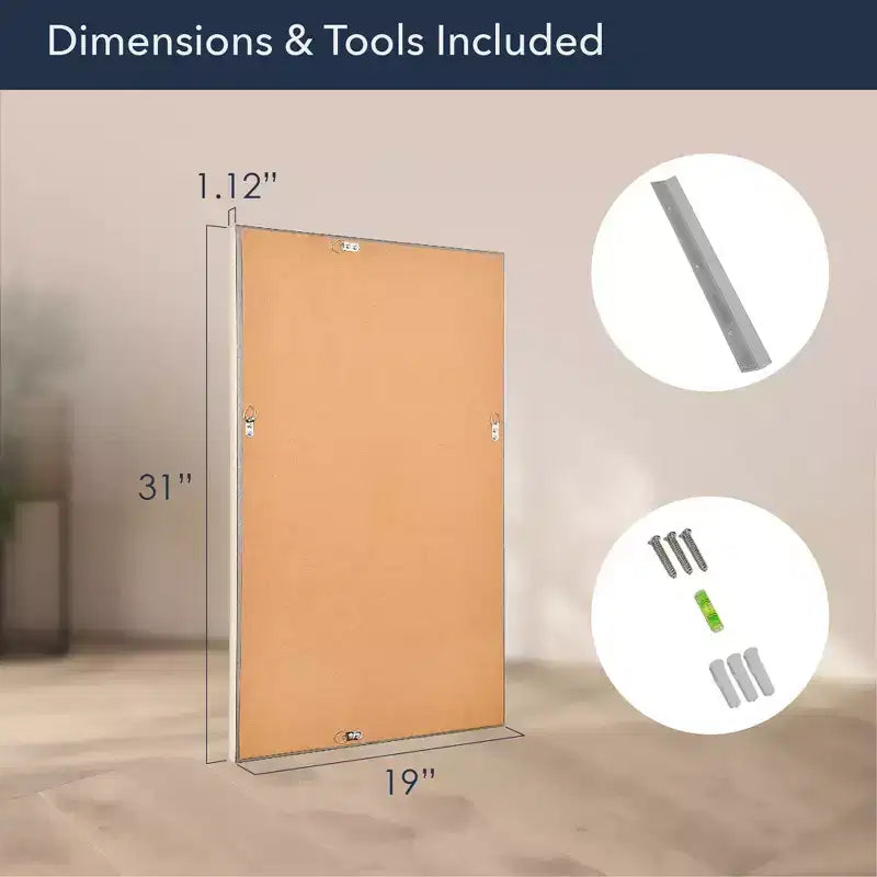 Head West 12"x24" Pave Brushed Nickel Stylish Bathroom and Wall Mirror