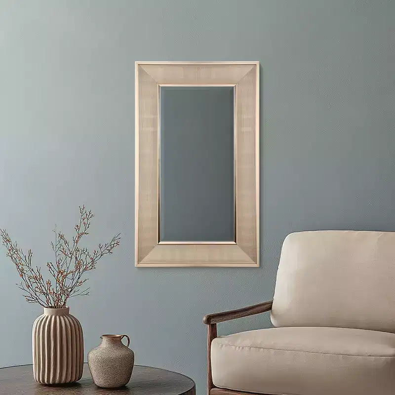 Head West 12"x24" Pave Brushed Nickel Stylish Bathroom and Wall Mirror