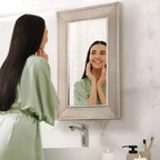 Head West 12"x24" Pave Brushed Nickel Stylish Bathroom and Wall Mirror