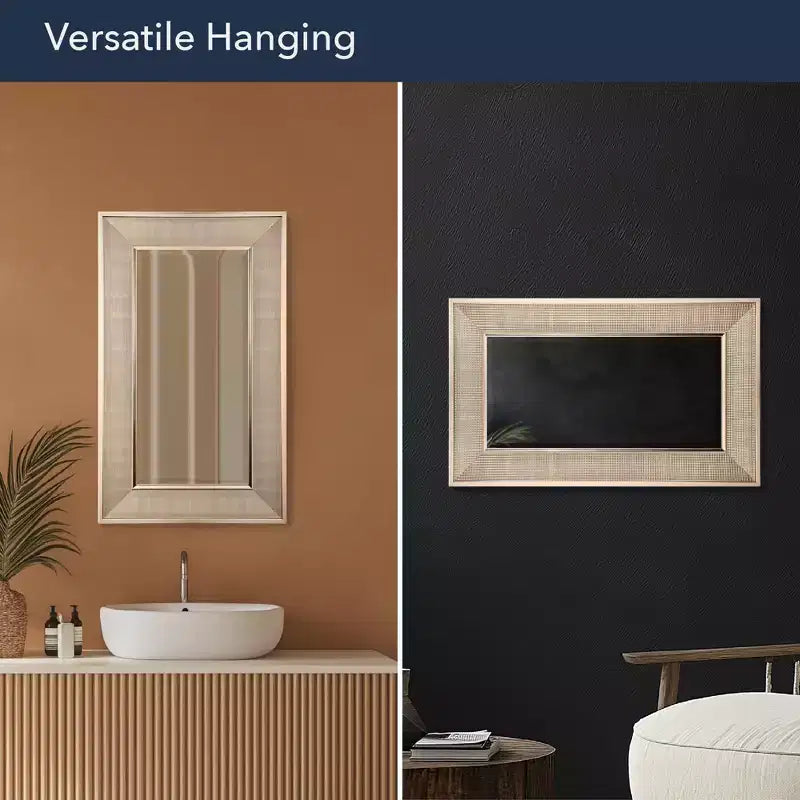 Head West 12"x24" Pave Brushed Nickel Stylish Bathroom and Wall Mirror