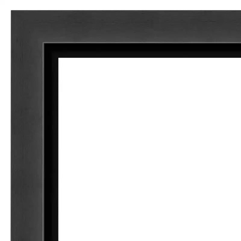 Specchio da parete per bagno nero Tuxedo non smussato da 41" x 29" - Amanti Art: Rettangolare moderno, cornice in polistirene, a parete