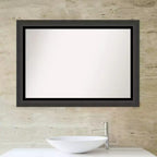 Specchio da parete per bagno nero Tuxedo non smussato da 41" x 29" - Amanti Art: Rettangolare moderno, cornice in polistirene, a parete
