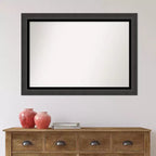 Specchio da parete per bagno nero Tuxedo non smussato da 41" x 29" - Amanti Art: Rettangolare moderno, cornice in polistirene, a parete