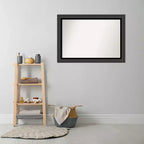 Specchio da parete per bagno nero Tuxedo non smussato da 41" x 29" - Amanti Art: Rettangolare moderno, cornice in polistirene, a parete