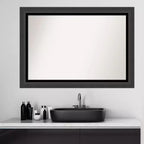 Specchio da parete per bagno nero Tuxedo non smussato da 41" x 29" - Amanti Art: Rettangolare moderno, cornice in polistirene, a parete