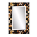 Howard Elliott 24" Elias Rectangular Beveled Wall Mirror White and Tan Tiled Horn Frame
