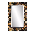 Howard Elliott 24" Elias Rectangular Beveled Wall Mirror White and Tan Tiled Horn Frame