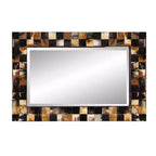 Howard Elliott 24" Elias Rectangular Beveled Wall Mirror White and Tan Tiled Horn Frame