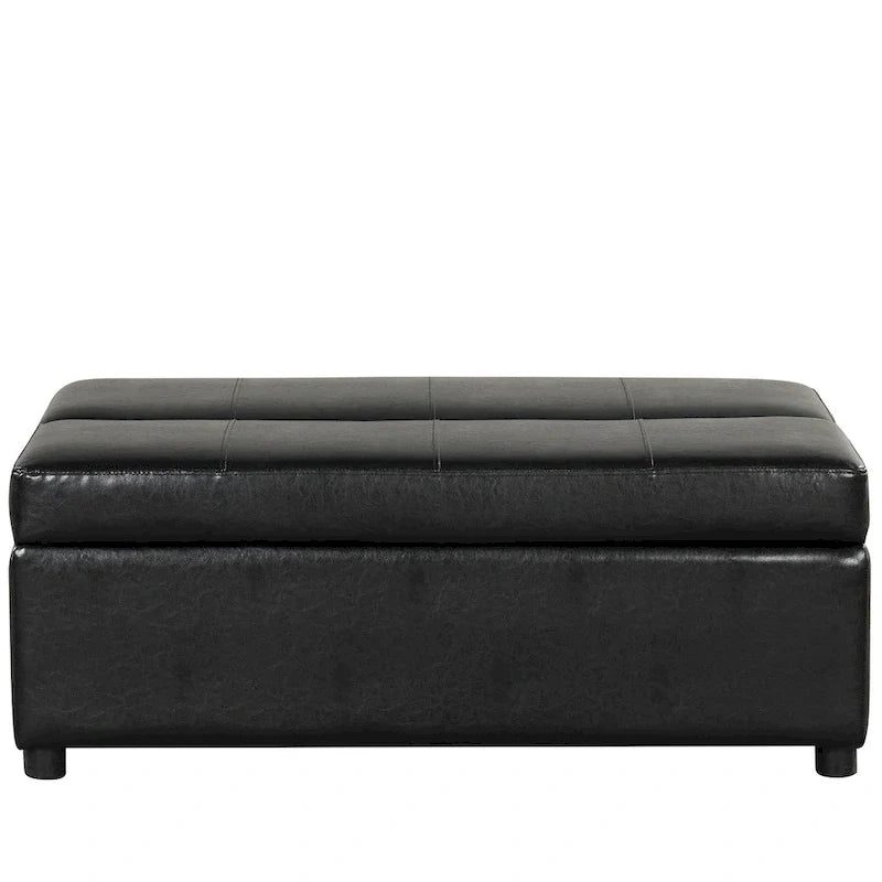 Twin Size Folding Pull out Ottoman Sleeper Bed with Mattress Convertible Guest Bed, PU Upholstered Sleeper Sofa
