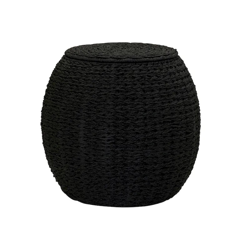 Household Essentials Handwoven Barrel Wicker Storage Basket Side Table - 17.0L x 17.0W x 19.0H