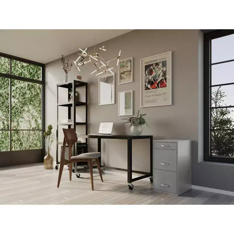 Space Solutions 18" Deep 3 Drawer Mobile Letter Width Vertical File Cabinet Arctic Silver