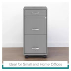 Space Solutions 18" Deep 3 Drawer Mobile Letter Width Vertical File Cabinet Arctic Silver