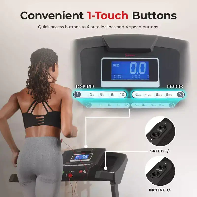 Sunny Health & Fitness Tapis Roulant Manuale Premium con Inclinazione Automatica e Bluetooth