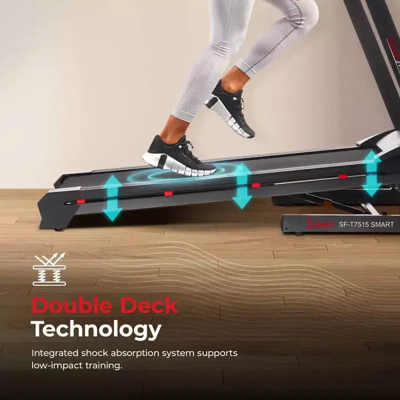 Sunny Health & Fitness Tapis Roulant Manuale Premium con Inclinazione Automatica e Bluetooth