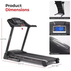 Sunny Health & Fitness Tapis Roulant Manuale Premium con Inclinazione Automatica e Bluetooth
