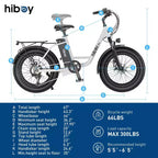 Bicicletta elettrica da città Hiboy Adult EX6 20" Step-Through - Bianca