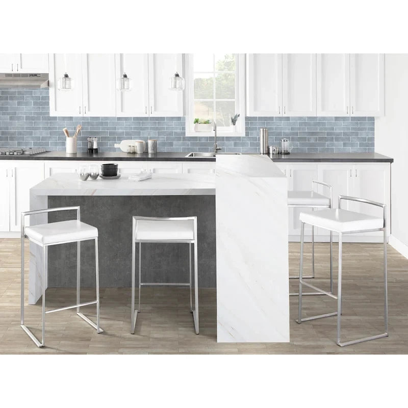 Silver Orchid Forrest Stainless Steel Stackable Fully Welded Counter Stool (Set of 2)