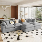 Divano componibile moderno a U, 2 grandi chaise longue con pouf rimovibili