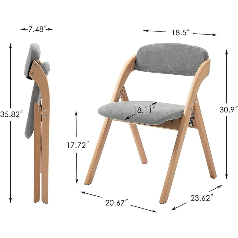 Sedie Pieghevoli Impilabili da Pranzo in Legno con Seduta Imbottita (Set da 4)
