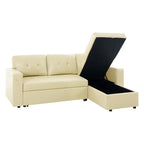 Divano componibile convertibile reversibile con letto estraibile, chaise longue con contenitore nascosto e gambe durevoli