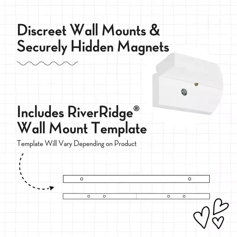 RiverRidge Home Wall Mount Bookshelf with 2 Kids' Art Display Bars